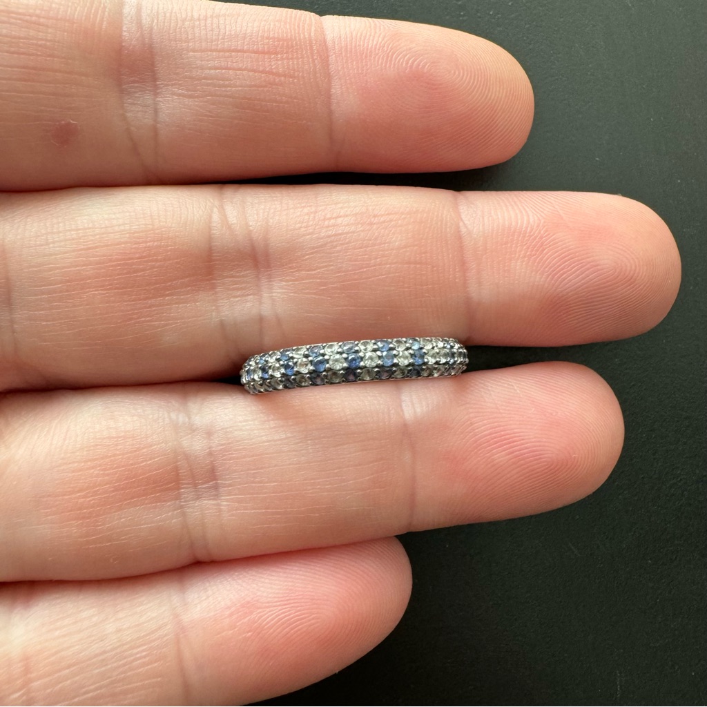 Suzy Levian Sterling Silver Pave Blue & White Sapphire Ring